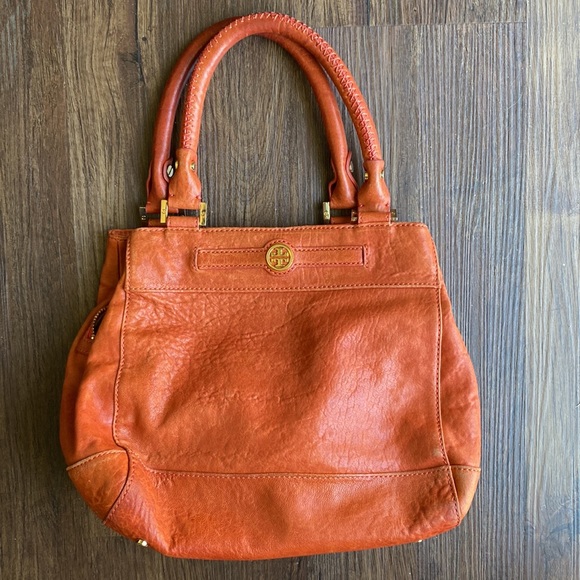 Tory Burch Orange Brown Pebble Mini Bag - Picture 2 of 12